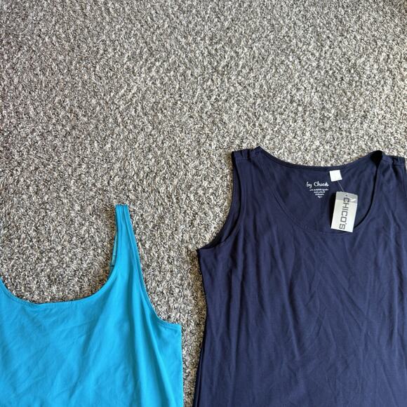 Chico's Tank Top 2 Lots size 2 US Large Blue Basic Layer Knit Career Casual NEW - Picture 3 of 6